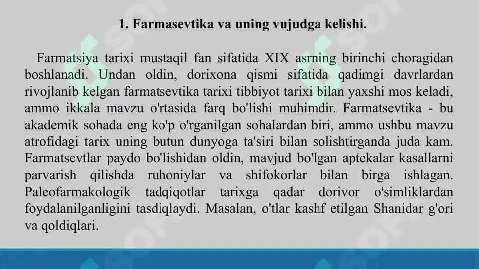 1. Yevropa mamlakatlarida farmatsiyaning rivojlanishi. taqdimot 14 bet. 3