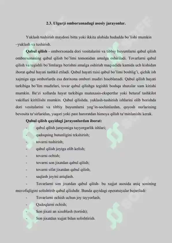 6. Distribyutorlik  faoliyati. Farmasevtik ombor. Referat 16 bet. 7