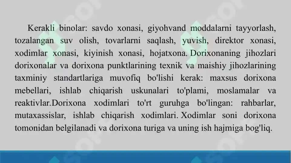6. Dorixona tarmoqlarining faoliyati. Taqdimot 16 bet. 4