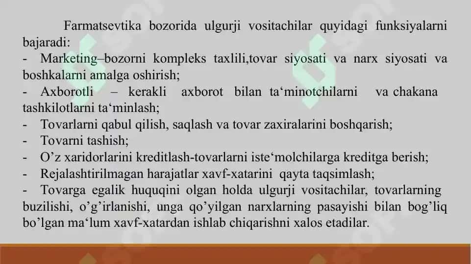 7. Distribyutorlik faoliyati. Taqdimot 11 bet. Yuzakiroq yoritilgan. 4
