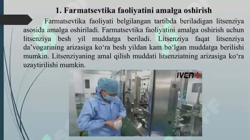 8. Dori vositalari, tibbiy buyumlar va farmasevtika tovarlarini ishlab chiqarish. Taqdimot 12 bet. 3