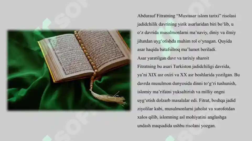 Abdurauf Fitratning "Muxtasar islom tarixi" risolasi 4