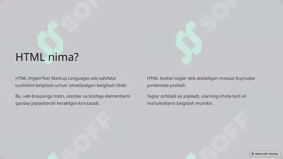 HTML tilini o'rganish 2