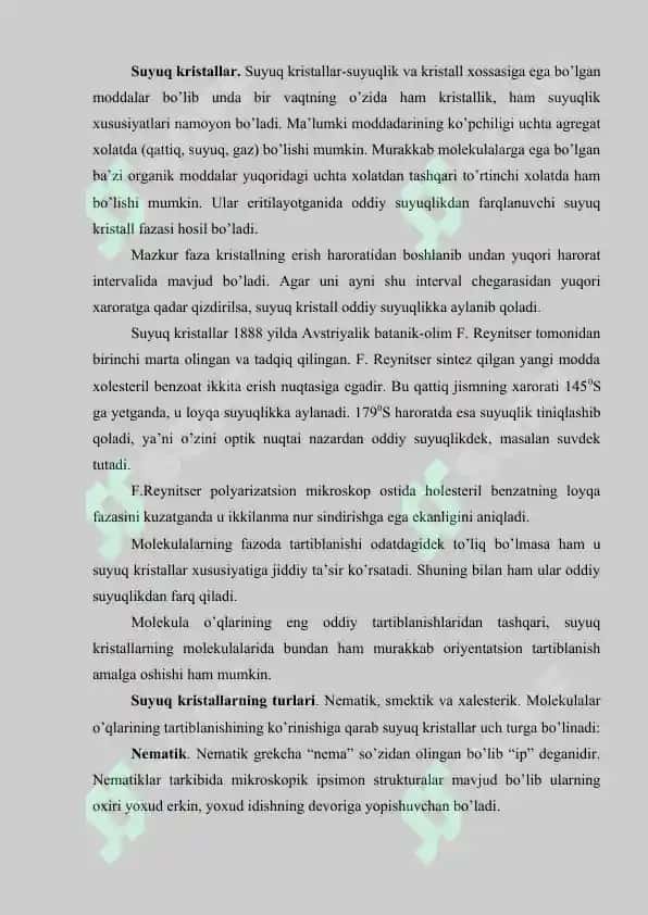 Suyuq kristallar va ularning qo’llanilishi 2