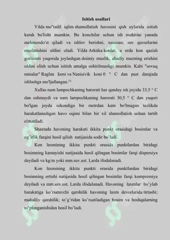 Konlarni shamollatish, suzsizlantirish va bu jarayonlarda ishlatiladigan texnik vositalar 4