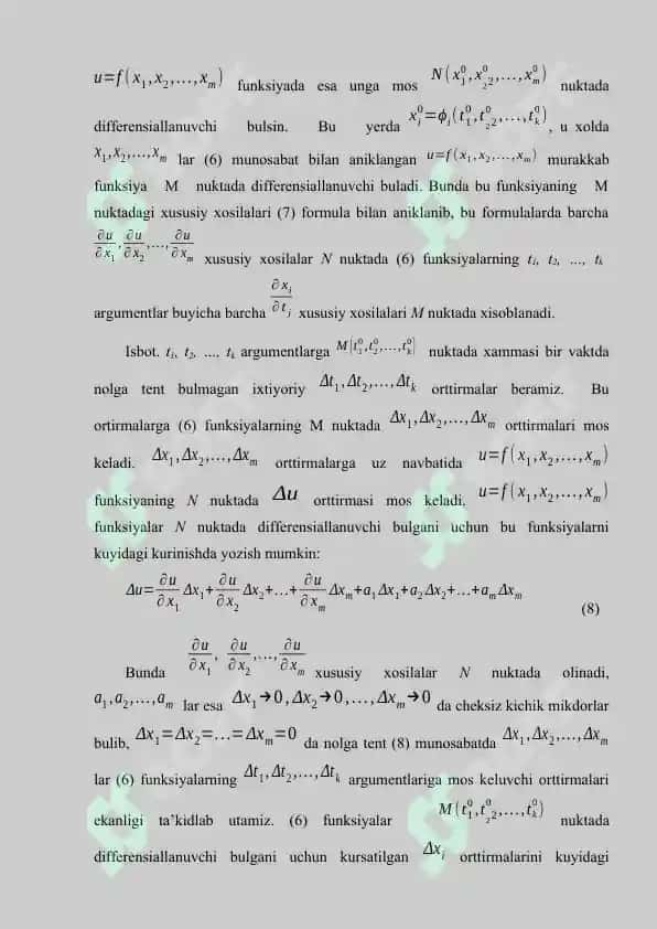 Bir necha o’zgaruvchili funksiyalar differensial hisobi 4