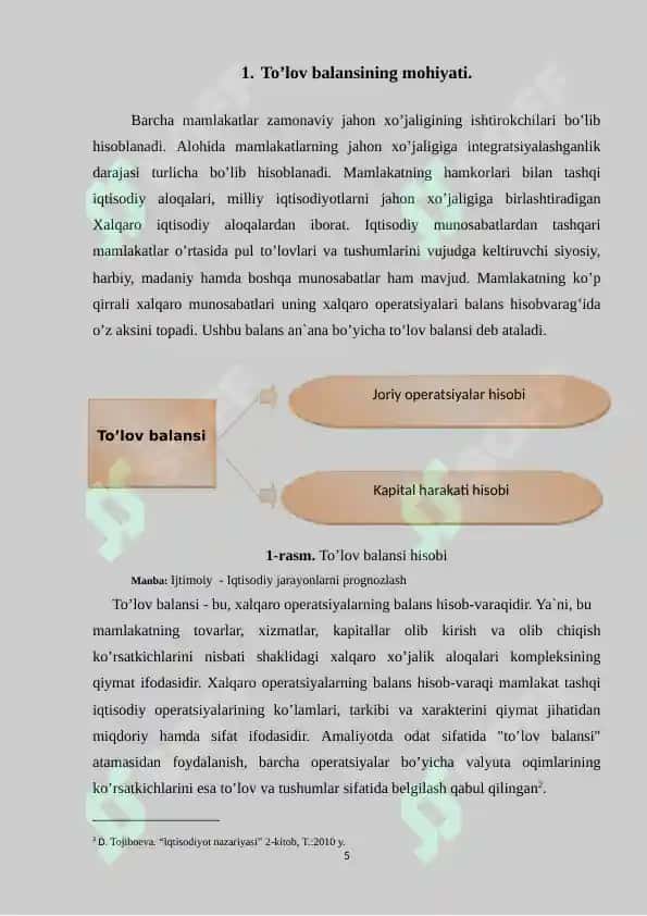 Makroiqtisodiyot fanidan kurs ishi "To’lov balansi" 5
