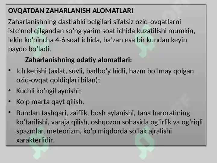 Ovqatdan zaharlanish va uni oldini olish choralari 4