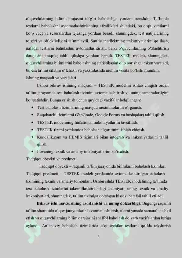 Raqamli ta'limda bilimlarni baholashning yangi tizimi – TESTEK modeli 6