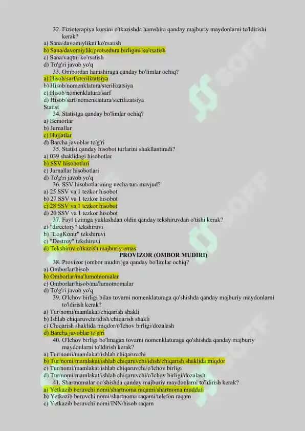 DMED Argos testlari javoblari bilan 4