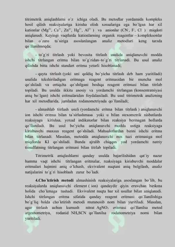Geksatsionometrik va merkurometrik, argentometrik titrlash. 5