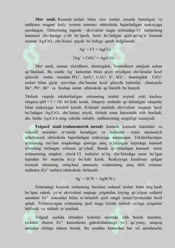 Geksatsionometrik va merkurometrik, argentometrik titrlash. 7