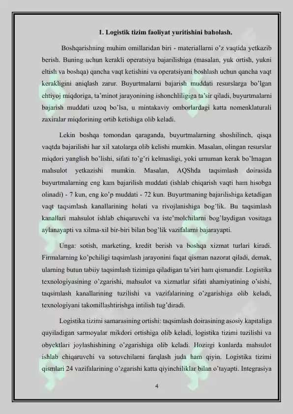 Logistik tizim faoliyati 4