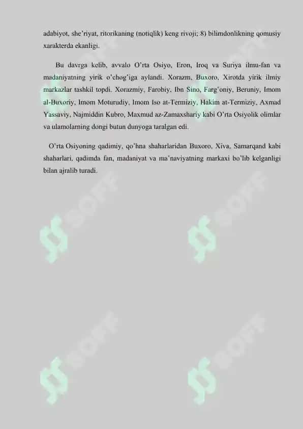Yuksak ma'naviyatli yoshlarni tarbiyalashda  O'rta Osiyo allomalari  merosining  o’rni. Referat 25 bet. 4