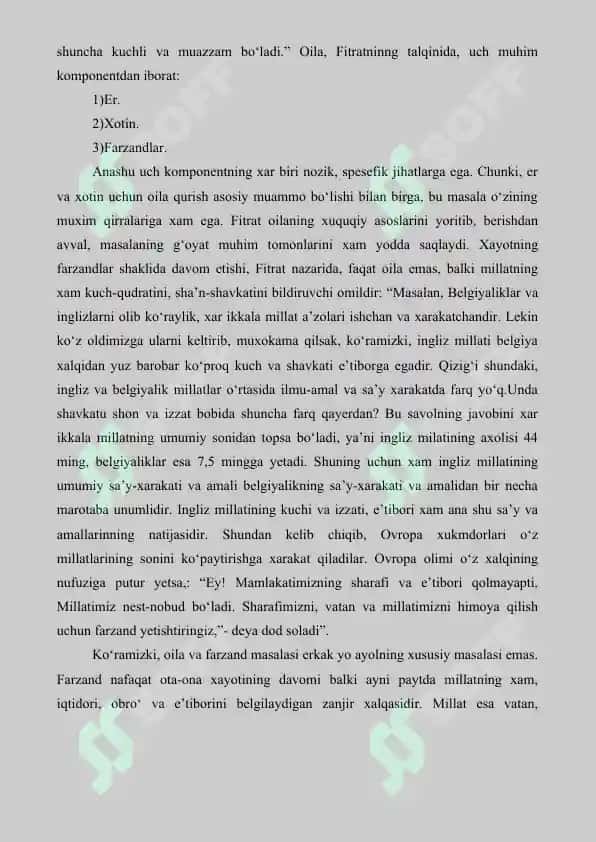 8. A. Fitratning ‘’Oila‘’ asarida oila qurish tartibi va farzand tarbiyasi, ’’Rahbari najot’’ risolasining  ‘’Baxtsiz odamlarning ikki toifasi’’ ga oid qarashlari. Referat 6 bet. 3