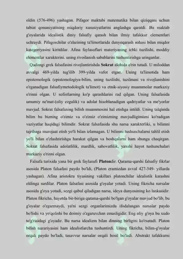 Falsafiy tafakkur taraqqiyot bosqichlari. G‘arb falsafasi. Referat 10 bet. 3