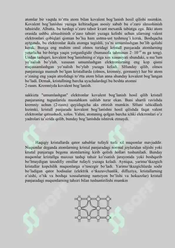 Yarim  o‘tkazgichlar fizikasi asoslari Kristall panjara. Yarim  o‘tkazgichlarda nuqsonlar turlari. 4