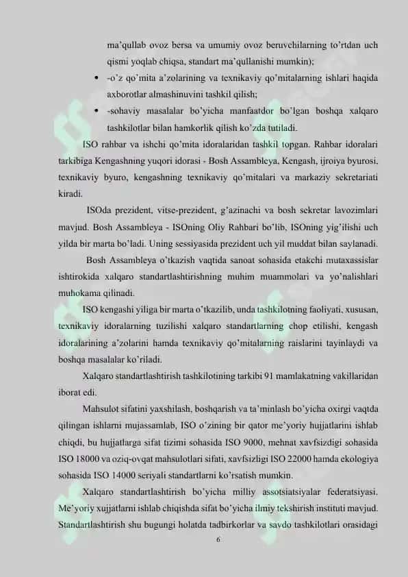 ISO 9000 seriyali standartlarga muvofiq sifat jihatlarini ishlab chiqish 5