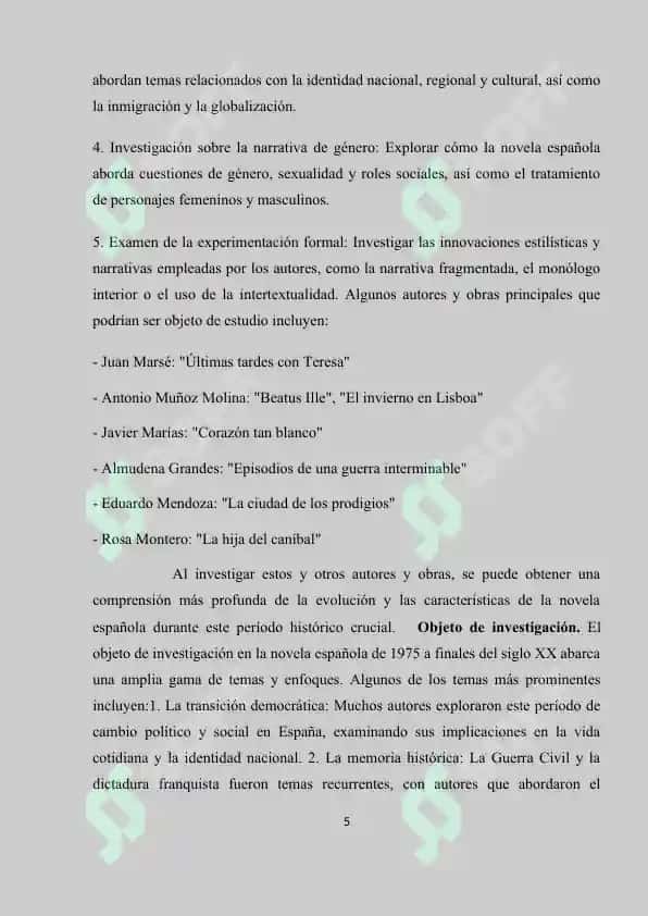 LA NOVELA ESPAÑOLA DE 1975 A FINALES DEL SIGLO XX. TENDENCIAS, AUTORES Y OBRAS PRINCIPALES 5