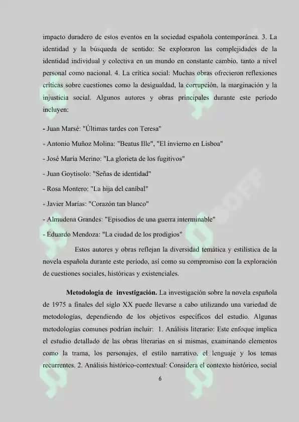 LA NOVELA ESPAÑOLA DE 1975 A FINALES DEL SIGLO XX. TENDENCIAS, AUTORES Y OBRAS PRINCIPALES 6