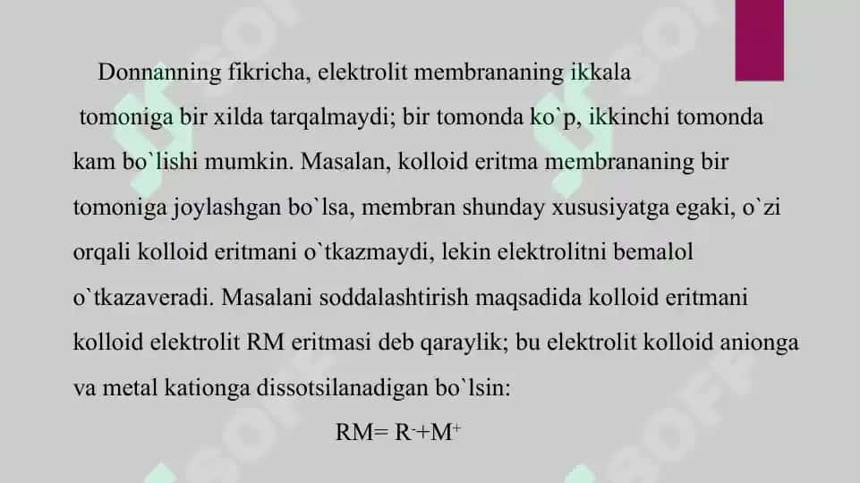 17. Donnanning membrana muvozanati. Taqdimot 16 bet. 6