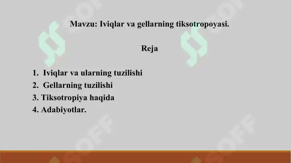 18. Iviqlar va gellarning tiksotropoyasi. Taqdimot 10 bet. 2