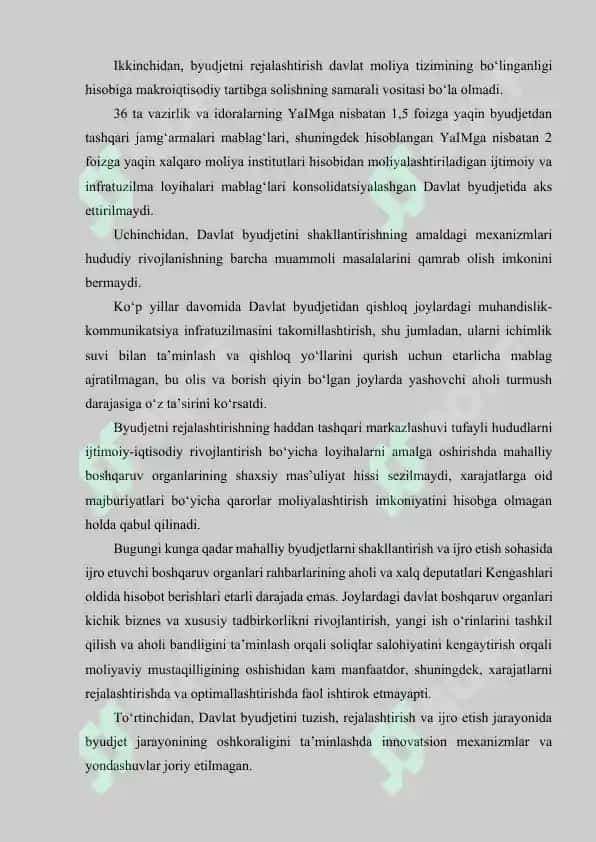 O‘zbekiston Respublikasida davlat moliyasi tizimidagi islohotlarning asosiy yo‘nalishlari 4