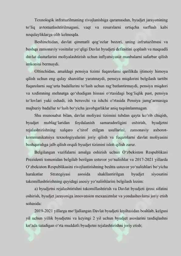 O‘zbekiston Respublikasida davlat moliyasi tizimidagi islohotlarning asosiy yo‘nalishlari 5