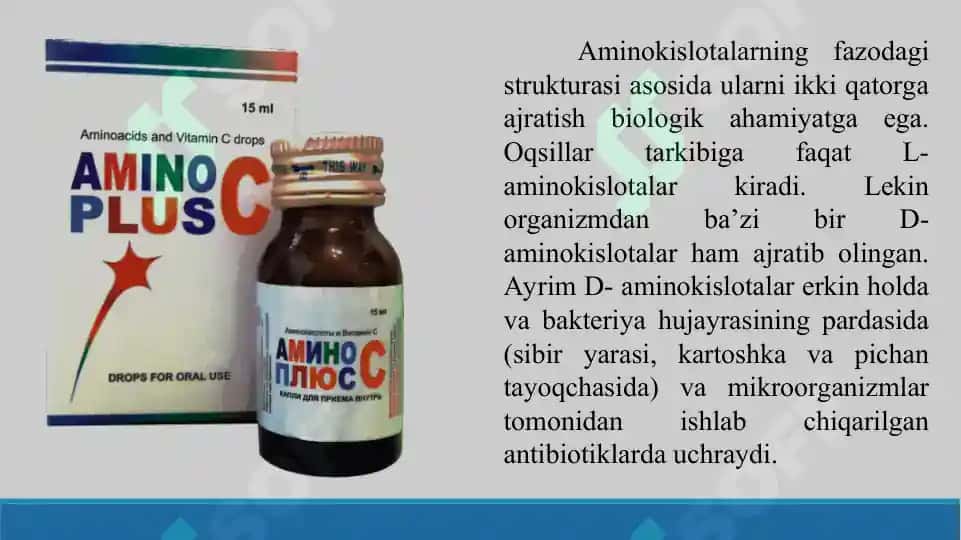 Aminokislotalar, kislota amidlari. Glikokol va mochevinaning xossalari. Taqdimot 34 bet 8