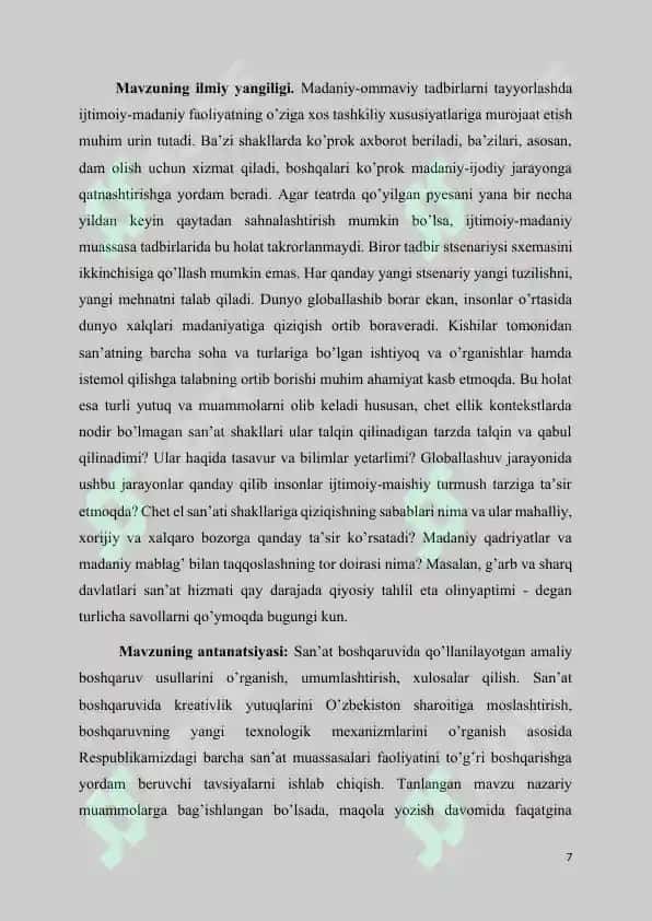 MENEJERNING MADANIYAT SOHASIDAGI KASBIY MALAKASI VA USLUBLARINI REJALASHTIRISH 7