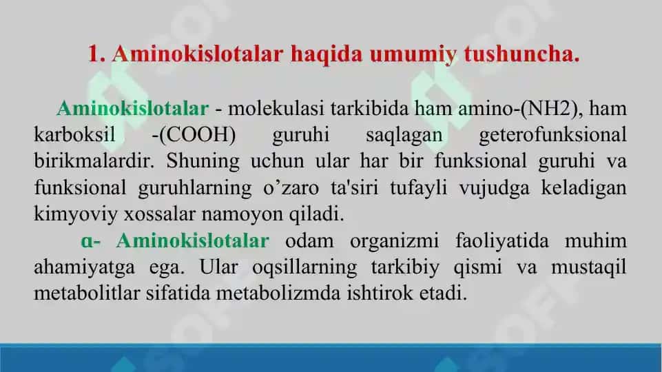Aminokislotalarning stereoizomeriyasi, olinish usullari. Kislota amidlari va ureidlari. Taqdimot 26 bet 3