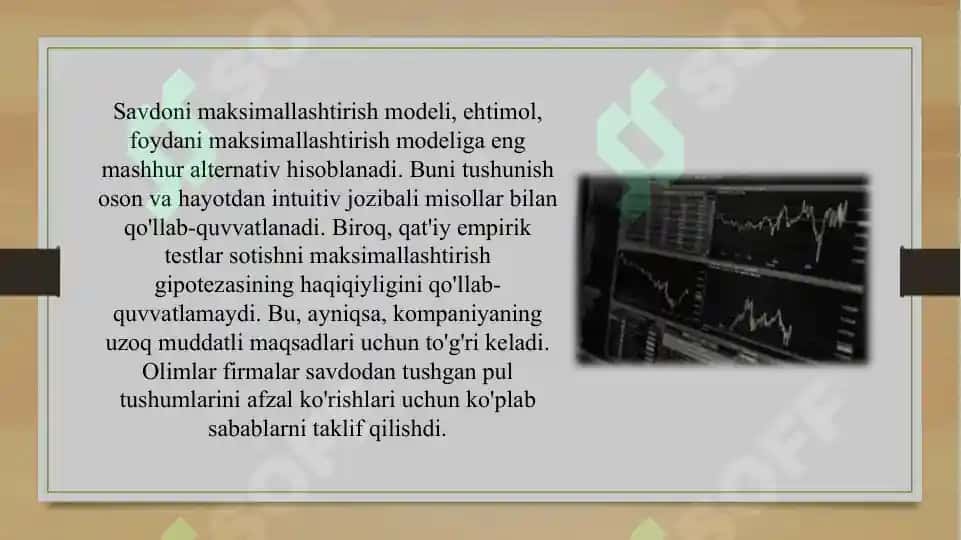 Savdoni maksimal darajada oshirish va uning o‘sishi uchun modellar 5