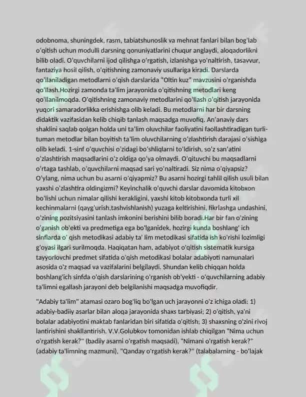Òqish darslarida "Oltin kuz" mavzusini òrganish 6