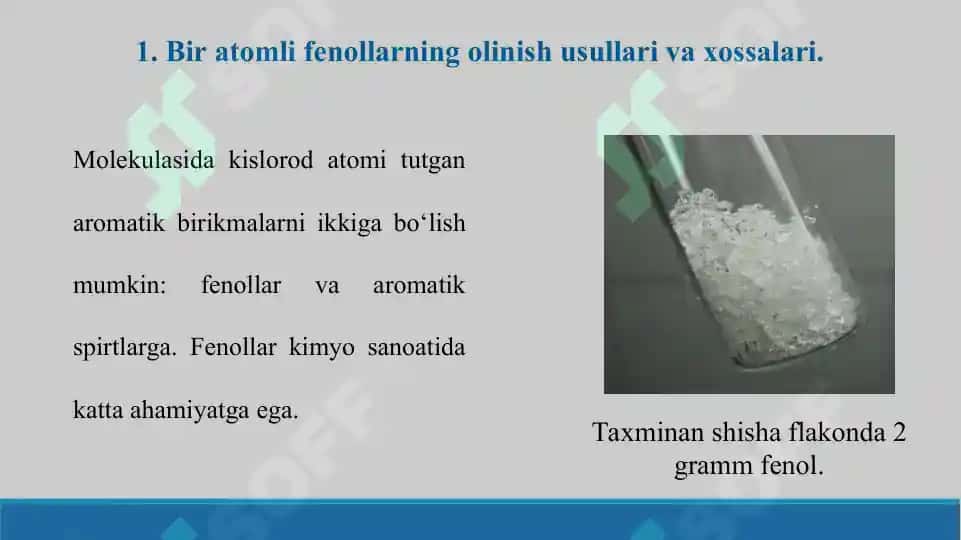 10. Bir va ikki atomli fenollarning olinish usullari. Pikrin kislota. Taqdimot,11 bet. 3