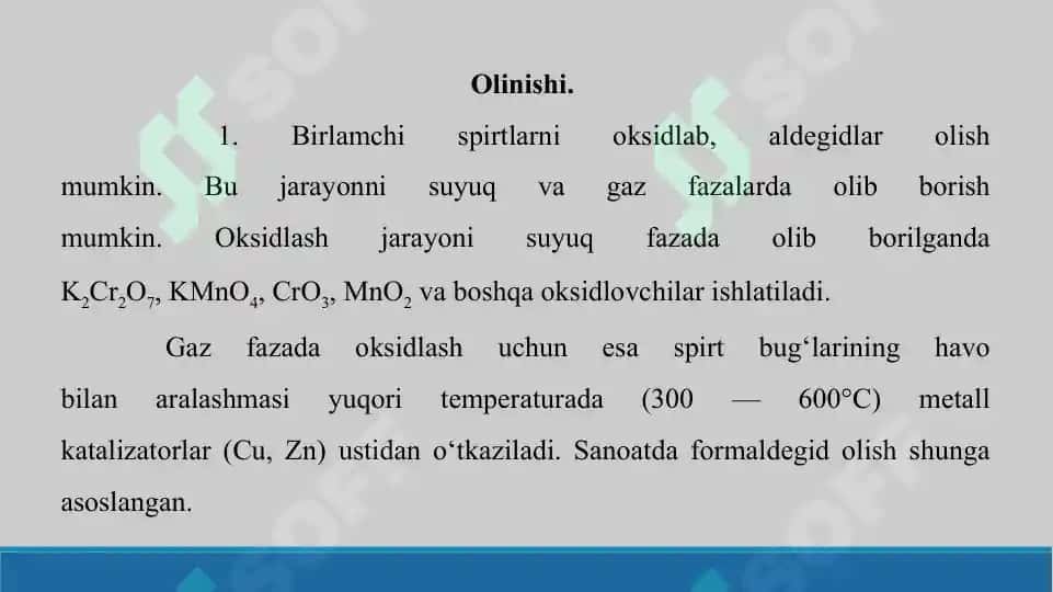 11. Aldegid va ketonlarning olinish usullari. To’yinmagan aldegid. Xinonlar. Taqdimot, 16 bet. 4