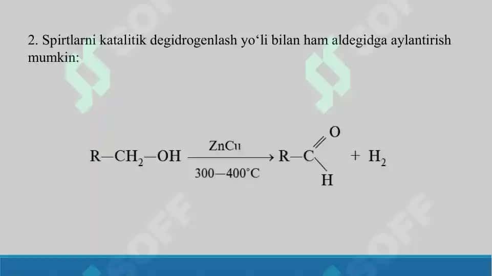 11. Aldegid va ketonlarning olinish usullari. To’yinmagan aldegid. Xinonlar. Taqdimot, 16 bet. 6