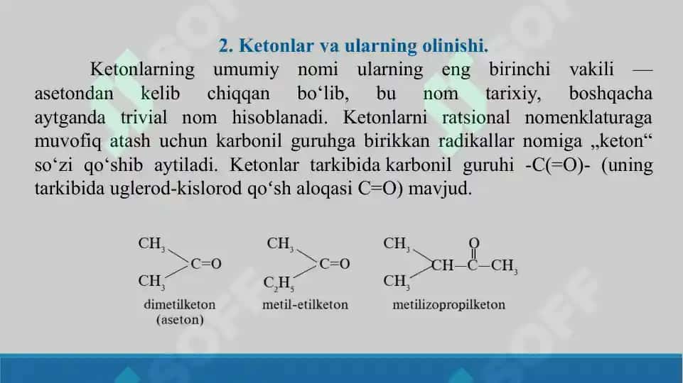 11. Aldegid va ketonlarning olinish usullari. To’yinmagan aldegid. Xinonlar. Taqdimot, 16 bet. 8