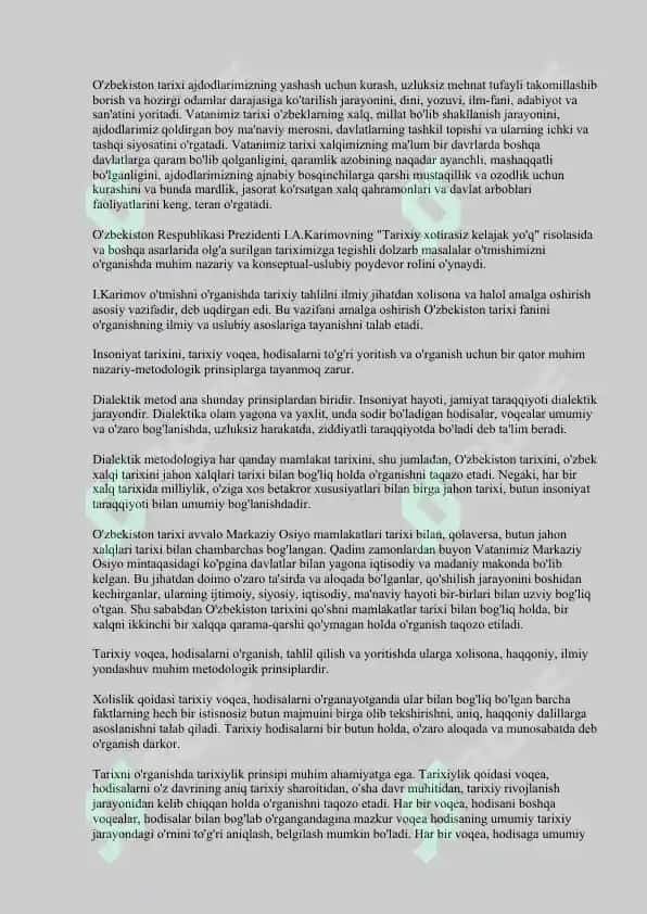 O'zbekiston tarixi fani predmetining nazariy-uslubiy asoslari va manbalari 2