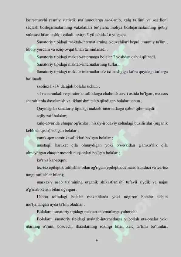 Internat muassasalarga qaror qabul qilish va joylashtirish tartibi 6