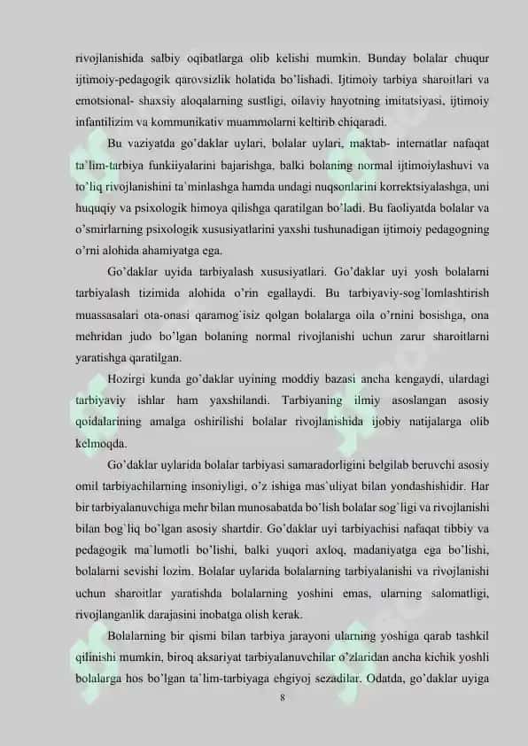 IJTIMOIY YETIMLIKNI OLDINI OLISH VA BOLANING O'Z OILASINI QO'LLAB QUVVATLASH 8
