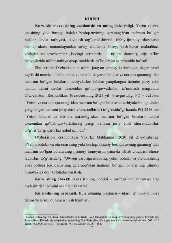 Institutsional muassasalarga joylashtirish shakllari 2