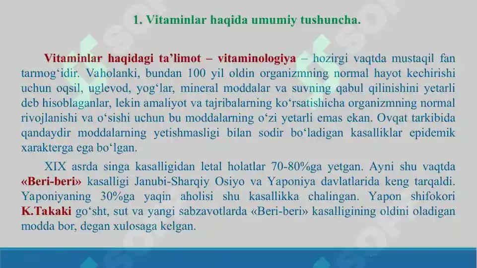 Vitaminlarning kimyoviy tasnifi va ularni sinteziga ta'sirv etuvchi omillar. Taqdimot. 19 bet. 3