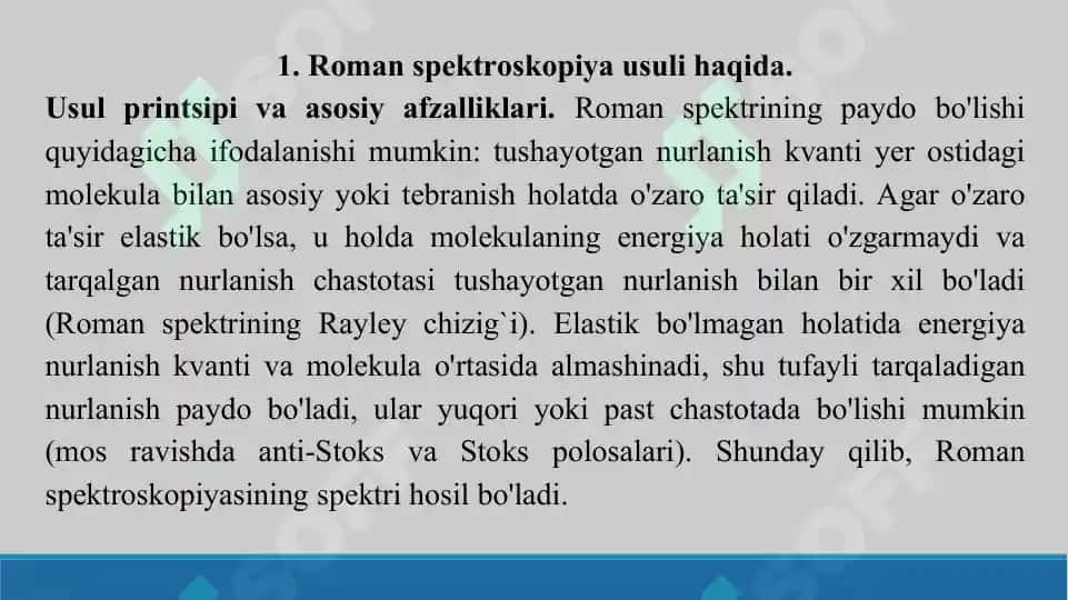 Roman spektroskopiya usulining dori moddalari tahlilida qo`llanilishi. Taqdimot 17 bet 3