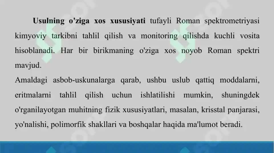 Roman spektroskopiya usulining dori moddalari tahlilida qo`llanilishi. Taqdimot 17 bet 4