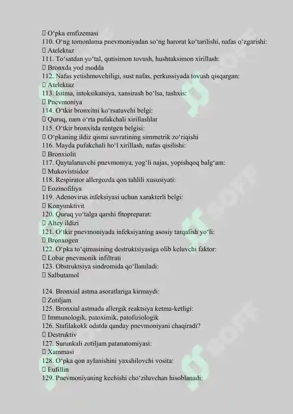 Pediatriya agros test javoblari 7