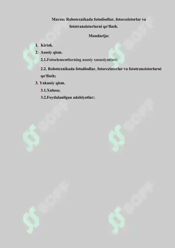 Robotexnikada fotodiodlar, fotorezistorlar va fototranzistorlarni qo‘llash 2