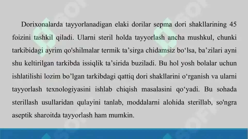 Aseptika sharoitini yaratishning o’ziga xos tomonlari va muammolari. Taqdimot 11 bet. 4