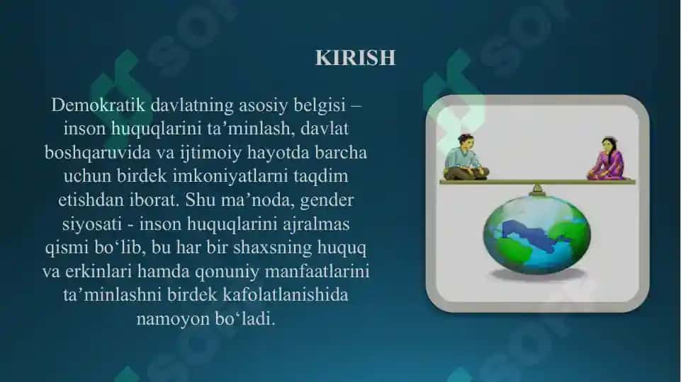 O'zbekistonda ayol va erkak huquqlarini himoya qiluvchi davlat siyosati 3