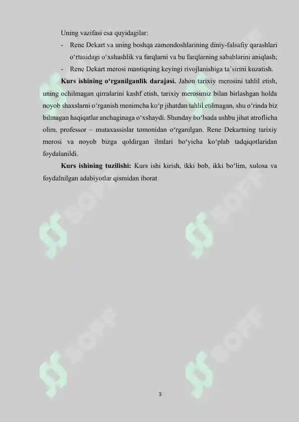 Rene Dekart mantiqiy ta’limotida metod falsafasi (kurs ishi) 3