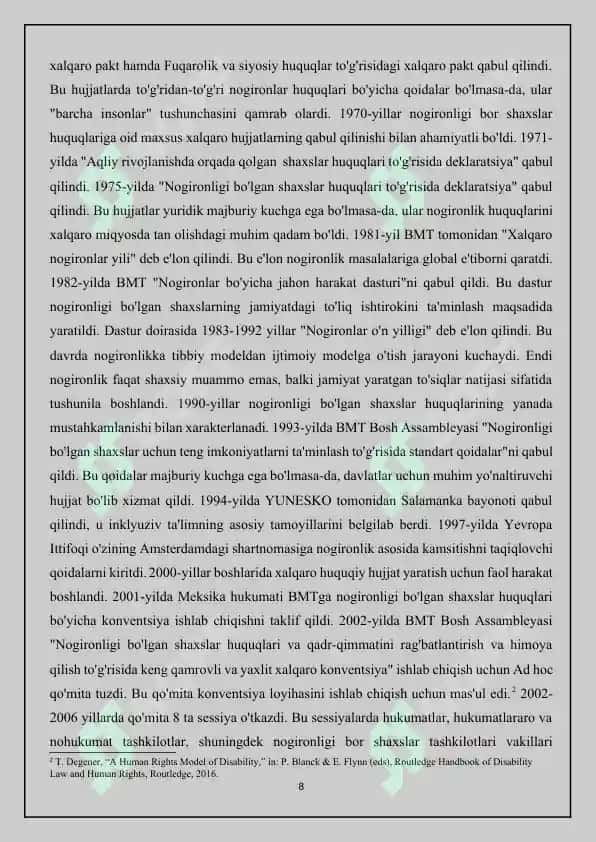 Birlashgan Millatlar Tashkilotining Nogironlar huquqlari to'g'risidagi konvensiyas 8